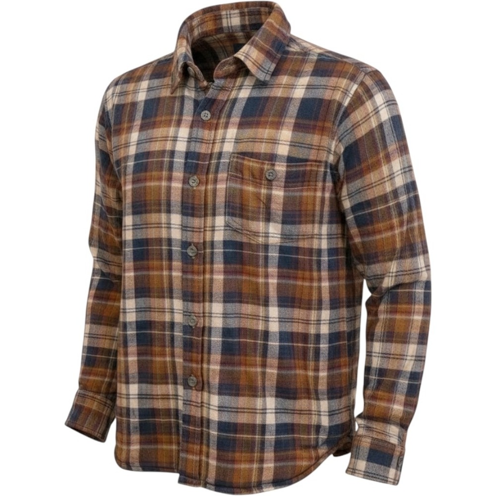 Eddie Bauer Flannel Shirt Mens XXL Brown Plaid Button Front Classic Rugged Cabin